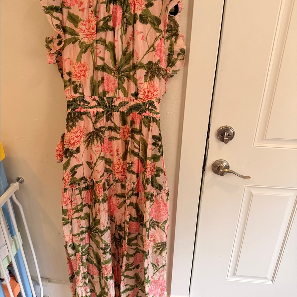 MELLODAY Pink and Green Floral Dress